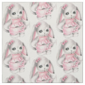 Tissu Bébé adorable lapin rose lapin lapin (Échantillon)