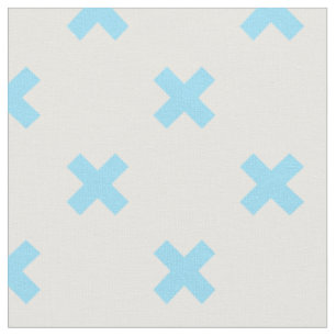 Tissu Bébé bleu croix coutures sur blanc