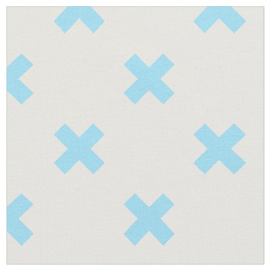 Tissu Bébé bleu croix coutures sur blanc (Fermer)