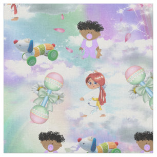 Tissu Bébé compagnons de jeu avec arcs-en-ciel et nuages