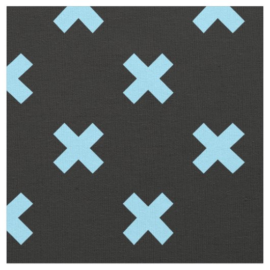 Tissu Bébé croix bleu coutures sur noir (Fermer)