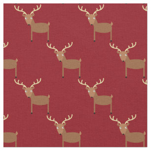 Tissu Bébé Enfants Cerf Mignon Crèche Rouge Foncé
