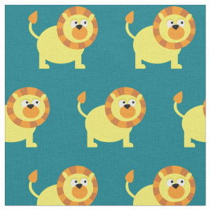 Tissu Bébé lion mignon en teinte sarcelle pour la chambr