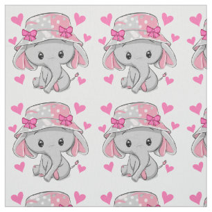 Tissu Bébé mignon Eléphant fille