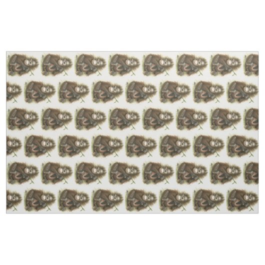 Tissu Bébé orang-outan avec des feuilles (Yard)