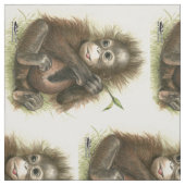Tissu Bébé orang-outan avec des feuilles (Échantillon)