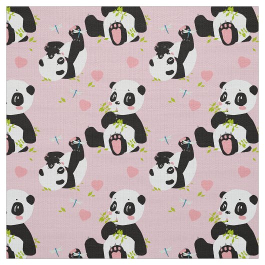 Tissu Bébé Panda Bear Pink (Échantillon)