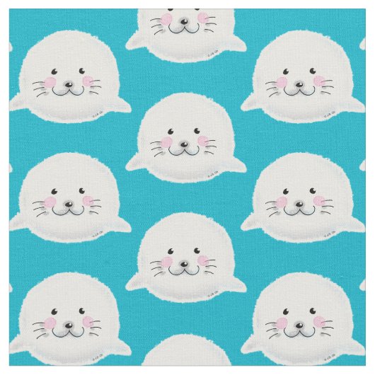 Tissu Bébé phoque pelucheux mignon (Fermer)