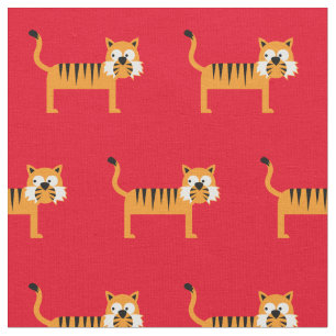Tissu Bébé Tigre Mignon Crèche Rouge Chat