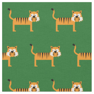 Tissu Bébé Tigre Mignon Crèche Vert Chat