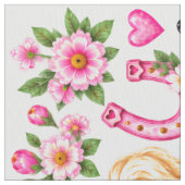 Tissu bébé vache western rose et poney (fermé)