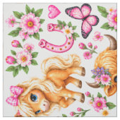 Tissu bébé vache western rose et poney (Échantillon)
