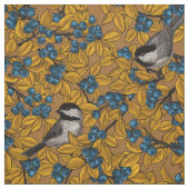 Tissu Bécasseaux sur les branches de bleuets (Échantillon)