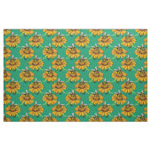 Tissu Bee on Sunflower Flower Pattern Design Green  (Fat Quarter)