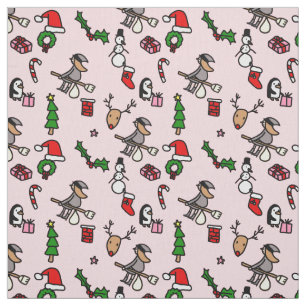 Tissu befana de noël rose