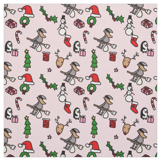 Tissu befana de noël rose (Échantillon)