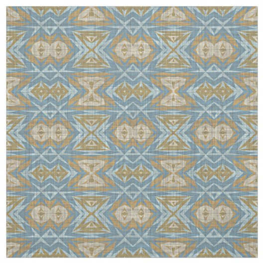 Tissu Beige ocre Turquoise Bleu Éclectique Ethique (Échantillon)