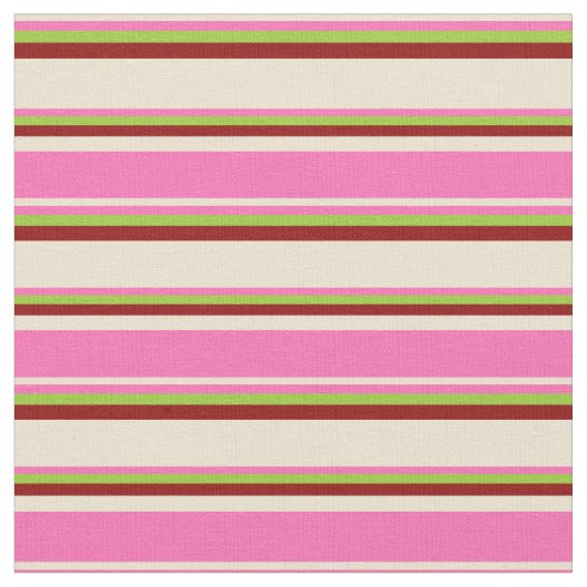 Tissu Beige, Rose Chaud, Vert & Rouge Foncé (Fermer)