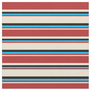 Tissu Beige, rouge, ciel profond, Bleu et noir