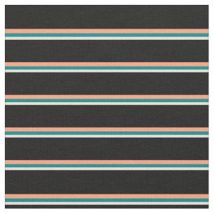 Tissu Beige, Turquoise, Saumon clair et noir