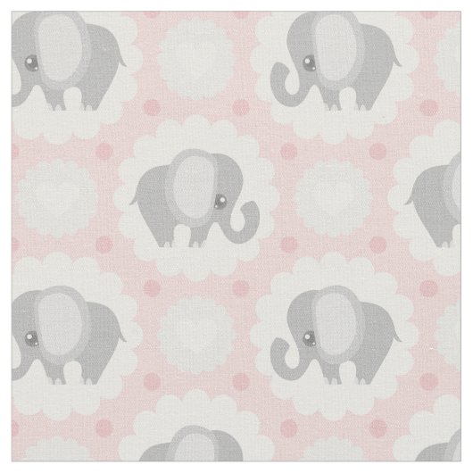 Tissu Bel éléphant de bébé dans le rose (Fermer)