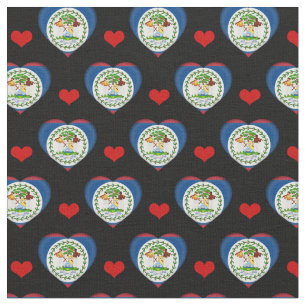 Tissu Belize Flag & Red Heart fashion Fabric /Belize