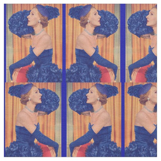 Tissu Belle année 1950 en bleu (Fermer)