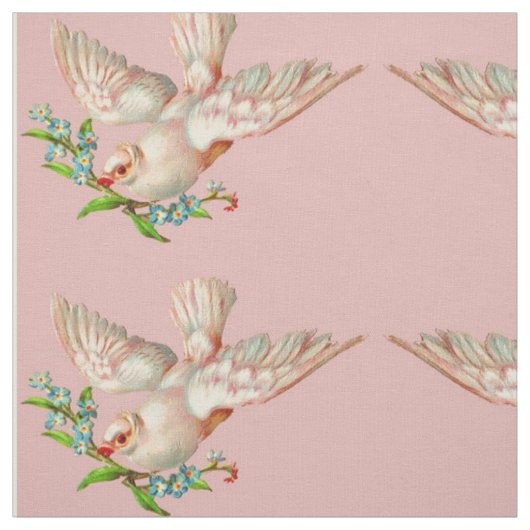 Tissu belle colombe blanche avec sprig dans la bouche (Échantillon)
