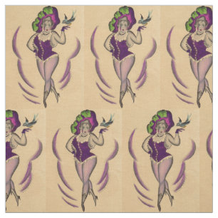 Tissu belle dame et son oiseau entrainé