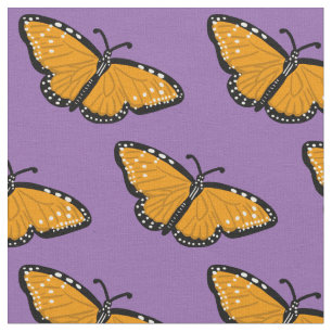 Tissu Belle Reine Papillons Motif orange violet