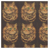 Tissu belle tabby à cheveux longs imprimé chat (Fermer)