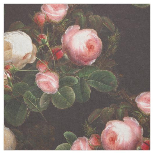 Tissu Belles roses et bourgeons roses (Échantillon)