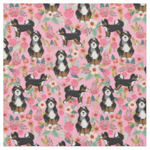 Tissu Bernedoodle vintage floral rose