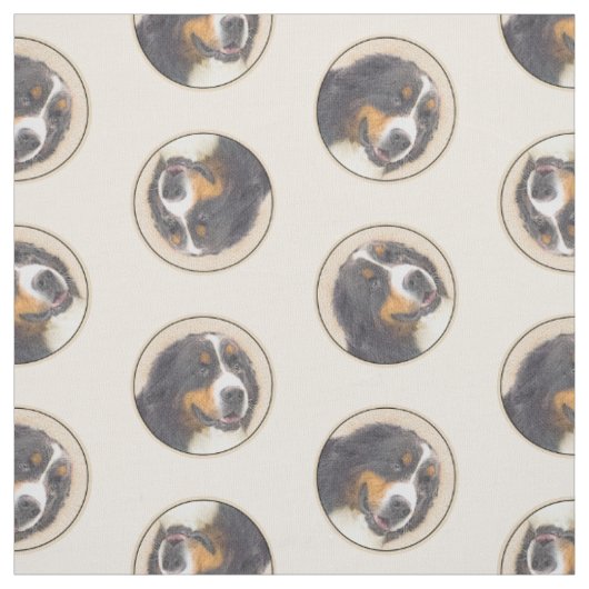 Tissu Bernese Mountain Dog Berner Peinture de mignons an (Échantillon)