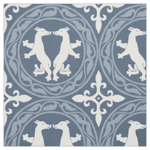 Tissu Bêtes byzantines Bleu et Blanc