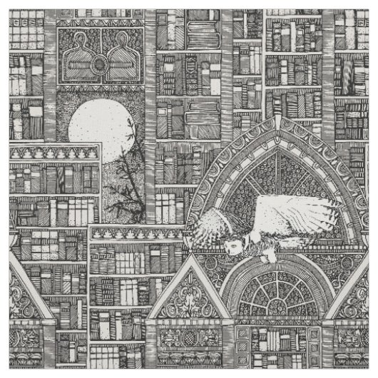 Tissu bibliothèque de minuit noir Fabric (Échantillon)