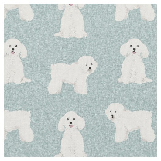 Tissu Bichon Frise bleu clair (Fermer)