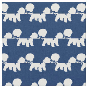 Tissu Bichon Frise Chien Silhouette Animal Marine Blue