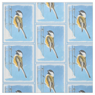 Tissu Bickadee sur la peinture d'alimentation - Oiseaux