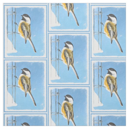 Tissu Bickadee sur la peinture d'alimentation - Oiseaux  (Échantillon)