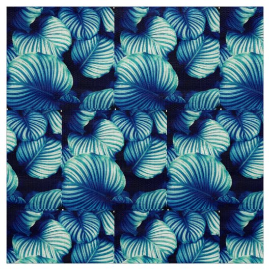 Tissu Big Blue Tropical Feuilles Fabric (Échantillon)