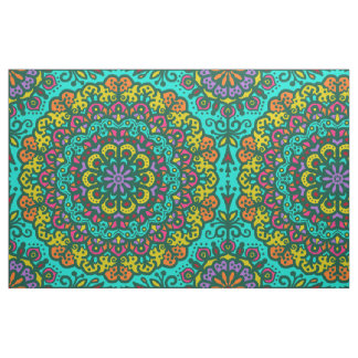 Tissu Bijou de Mandala de Bohême Main Tonée Colorée