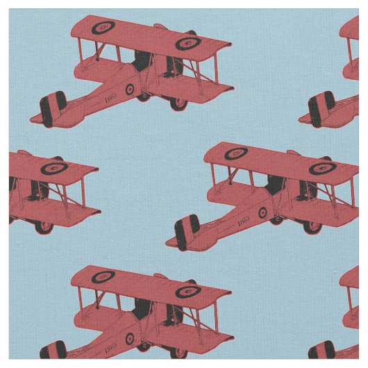 Tissu Biplans vintages rouges (Fermer)