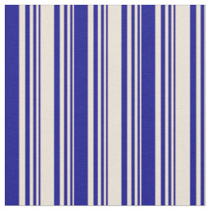 Tissu Bisque & Bleu foncé Motif des rayures