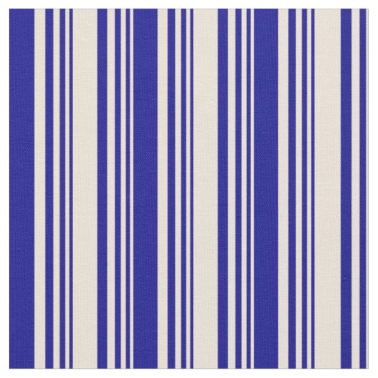 Tissu Bisque & Bleu foncé Motif des rayures (Fermer)