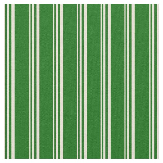 Tissu Bisque et rayures de couleur vert foncé (Fermer)