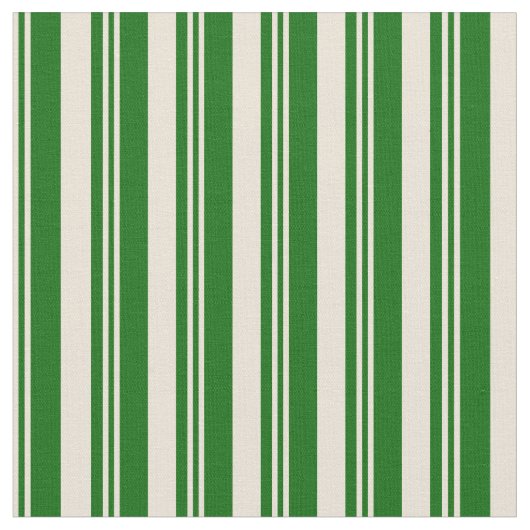 Tissu Bisque et rayures de couleur vert foncé (Fermer)