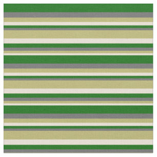 Tissu Bisque, Khaki foncé, Gris foncé et Lignes vertes f