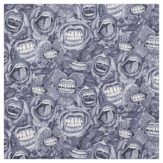 Tissu BITE ME orchidées et INDIGO rose (Échantillon)