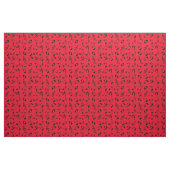 Tissu Black Angled Music Notes Motif on Red (Fat Quarter)